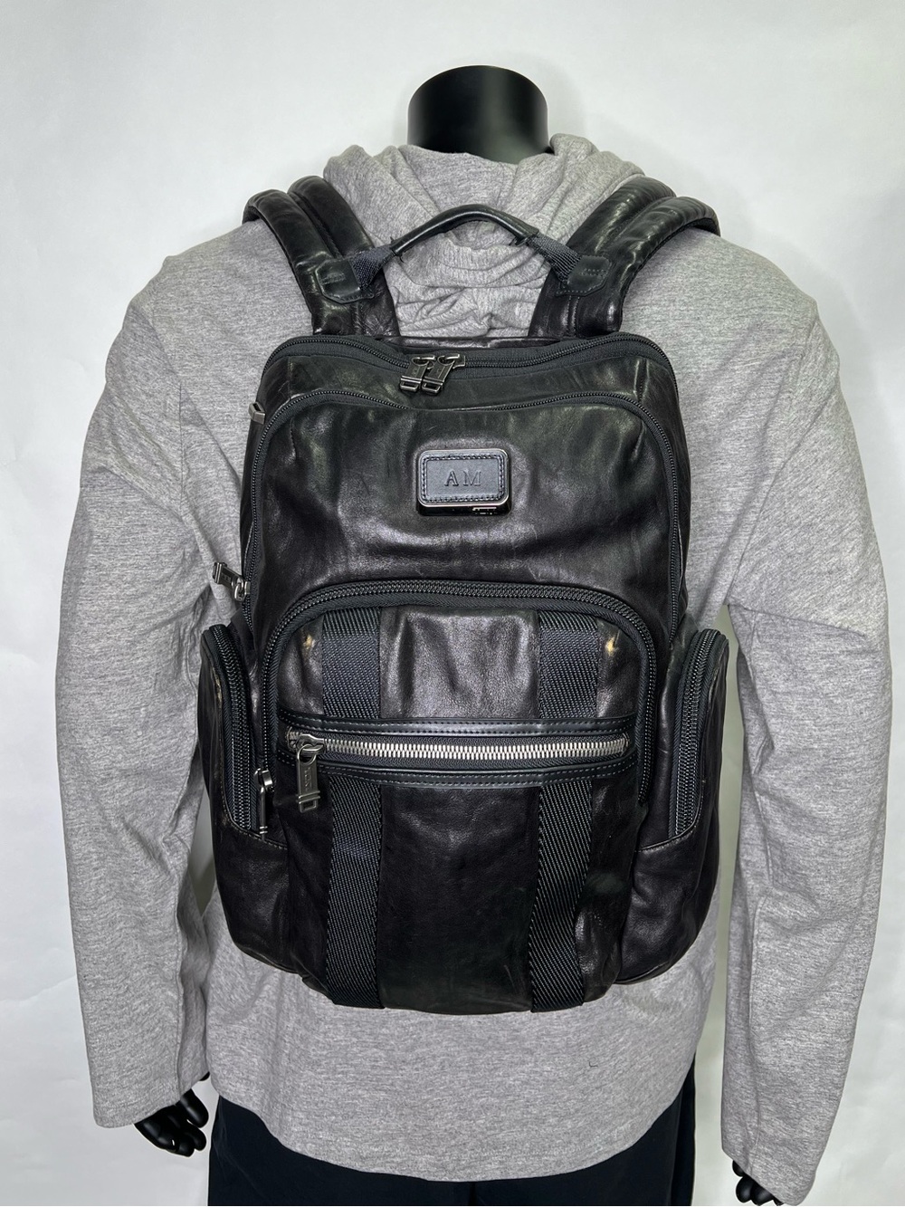 TUMI Nellis Leather Backpack Black Men's Back Pack Alpha Bravo Book Bag